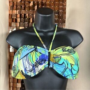 Baltex Blue/Green Abstract Print Strapless Bikini Swimsuit Bathing Suit Top 10